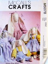 5078 MCCALLS STUFFED BUNNIES 3 SIZES, CLOTHES 14"; 20", 25" PATTERN UNCUT
